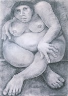 «Γυμνή που κάθεται» 2003, κάρβουνο σε καμβά, 140 Χ 100 εκ., αρ. κτ. 2521